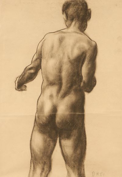 Figura maschile (Nudo virile), carboncino su carta