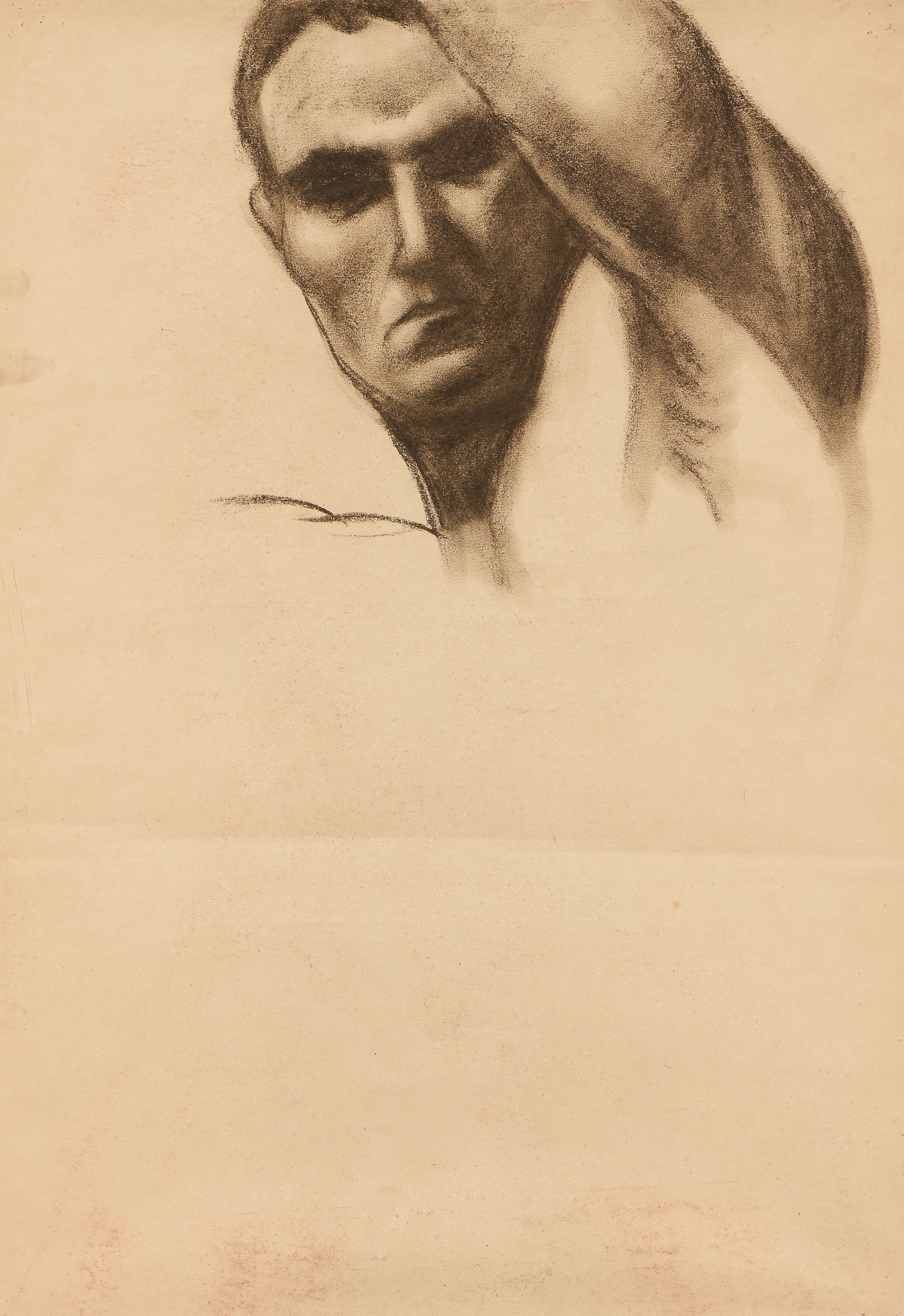 Ercole Drei - Figura maschile (Nudo virile), carboncino su carta