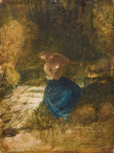 Giovanni Carnovali detto il Piccio, Notte nel lago, olio su cartone