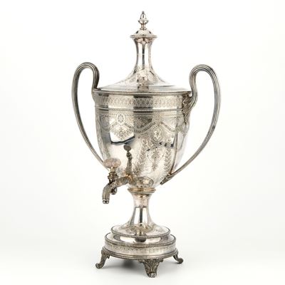 Samovar in argento, manifattura inglese (Londra), 1893