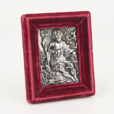 Placca raffigurante il San Giovannino, antica, in argento