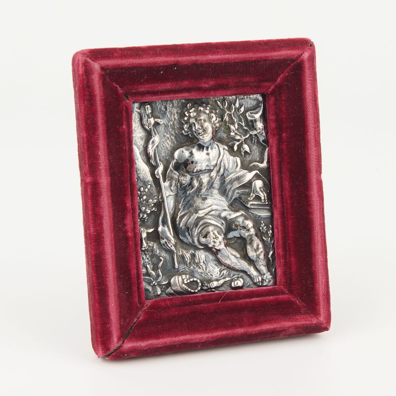Placca raffigurante il San Giovannino, antica, in argento