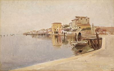 Laguna di Pellestrina (1902), olio su tavoletta