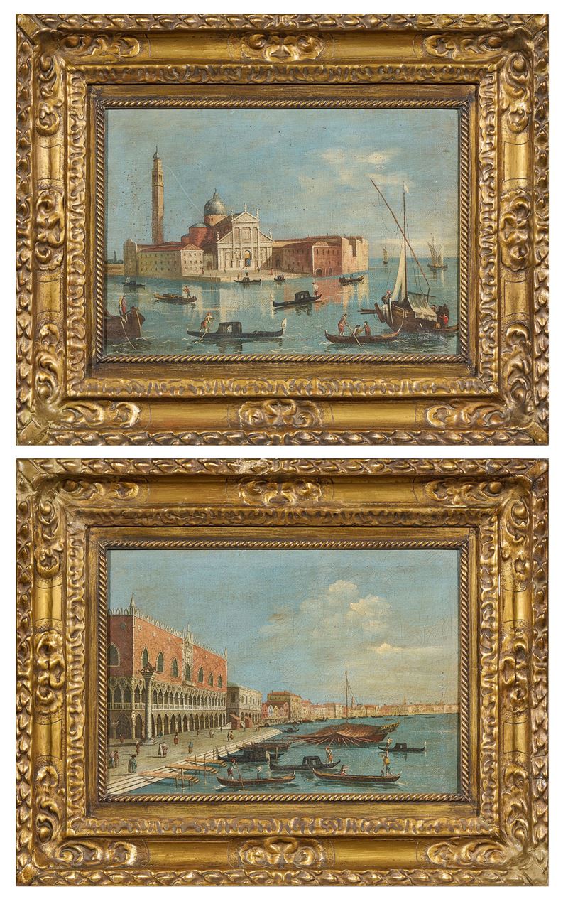 Ignoto Fine XIX Secolo - «L'isola di San Giorgio» e «il Bacino di San Marco con Palazzo Ducale»