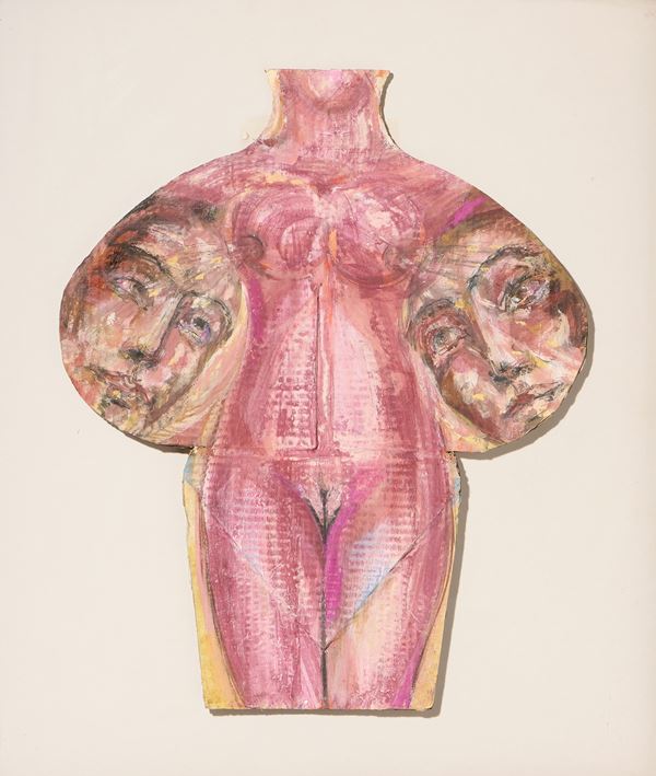 Bruno Ceccobelli : Rosa e le api  (1979)  - Tecnica mista e collage su cartone - Auction Parade - Modern, Contemporary and Graphic Art - Casa d'aste Farsettiarte