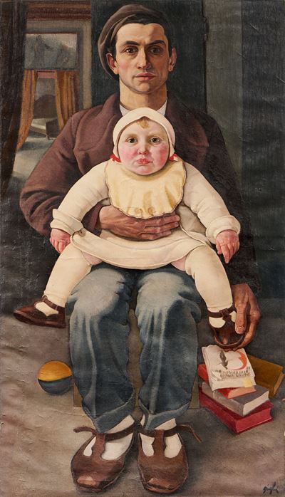 Padre con figlio, olio su tela (1928-1929)
