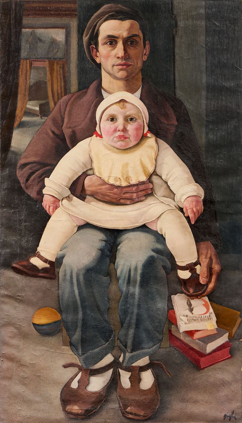 Lorenzo Gigli - Padre con figlio, olio su tela (1928-1929)