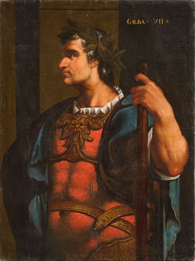 Scuola Veneta Fine XVI Secolo - Ritratto dell’imperatore Galba, olio su tela