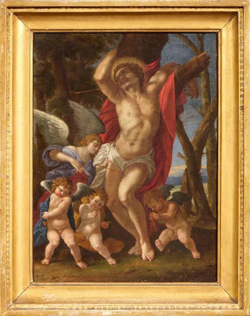 Scuola Emiliana del XVII Secolo - Cecilia Vicentini, San Sebastiano curato dagli angeli, olio su ...