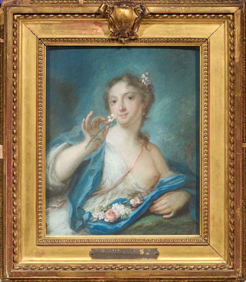 Rosalba Carriera (attr. A) - Figura femminile (Flora), pastello su carta