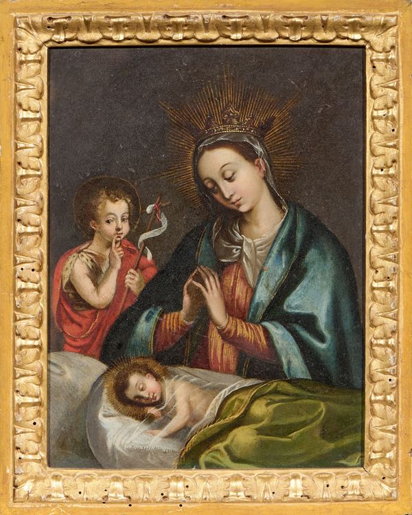 Scuola spagnola del XVII secolo - Sacra Famiglia con San Giovannino