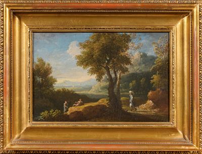 Paesaggio con figure, olio su tela
