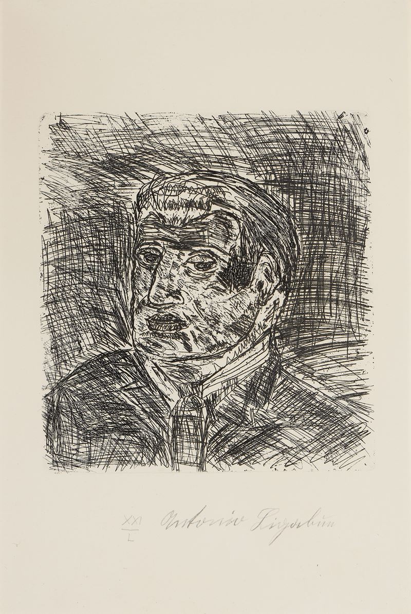 Antonio Ligabue - Autoritratto, acquaforte (edizione postuma) XXI/L