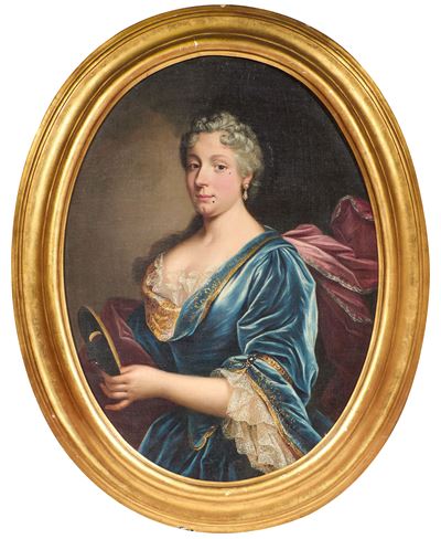 Henry Millot (ambito, attribuzione proposta), Ritratto di gentildonna con in mano una maschera