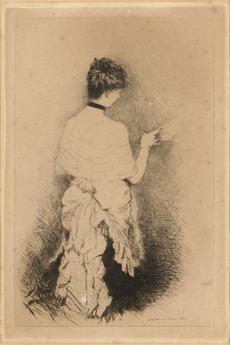 Giuseppe De Nittis - Jeune femme vue de dos (acquaforte)