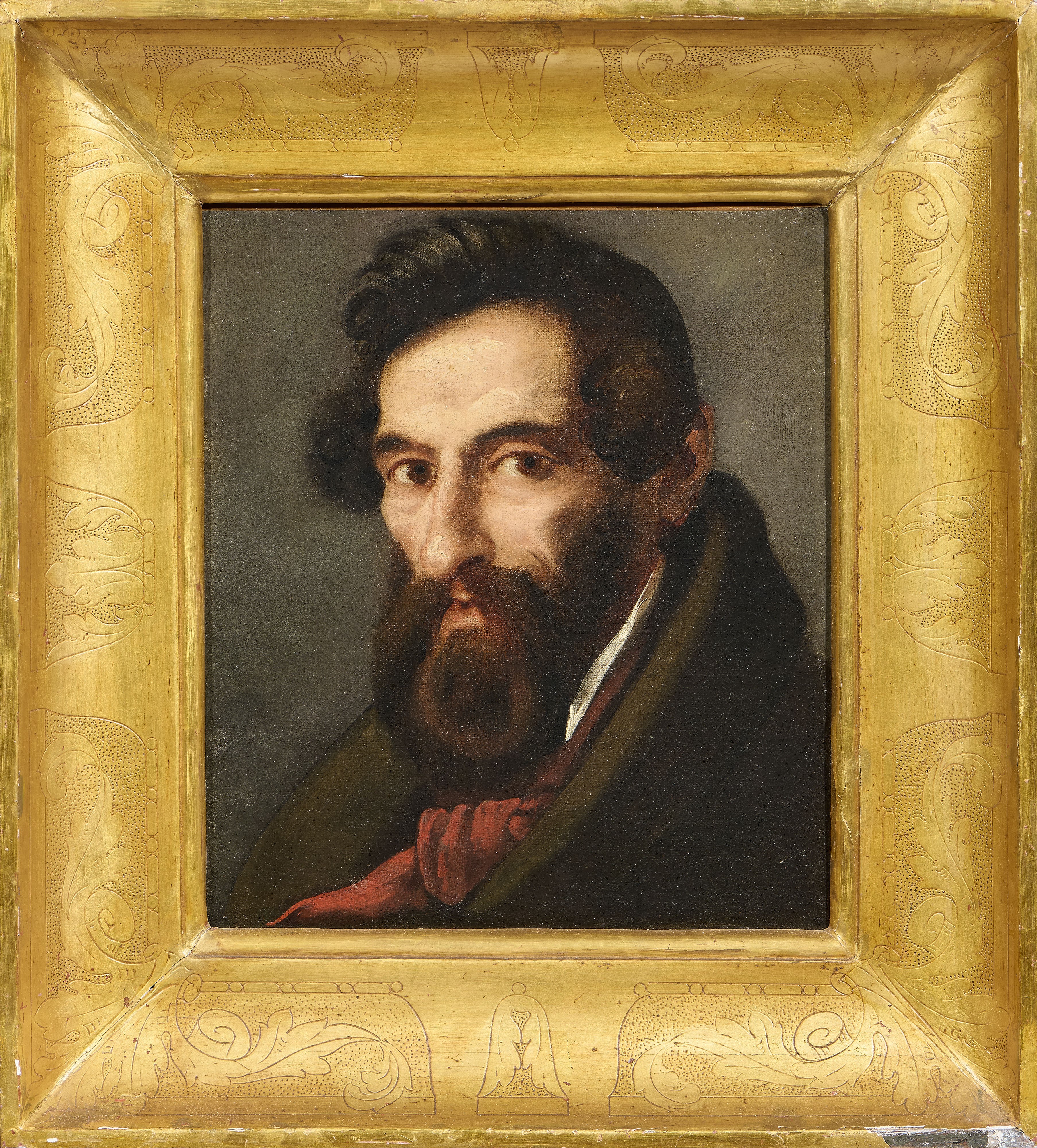 Scuola Lombarda del XIX Secolo - Ritratti, olio su tela (Ritratto di uomo con barba; Ritratto di ...