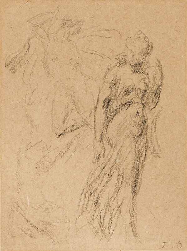 Henri Fantin-Latour : Studio di figure  - Matita su carta - Asta Ottocento, Postmacchiaioli e Novecento - Asta a tempo - Casa d'aste Farsettiarte