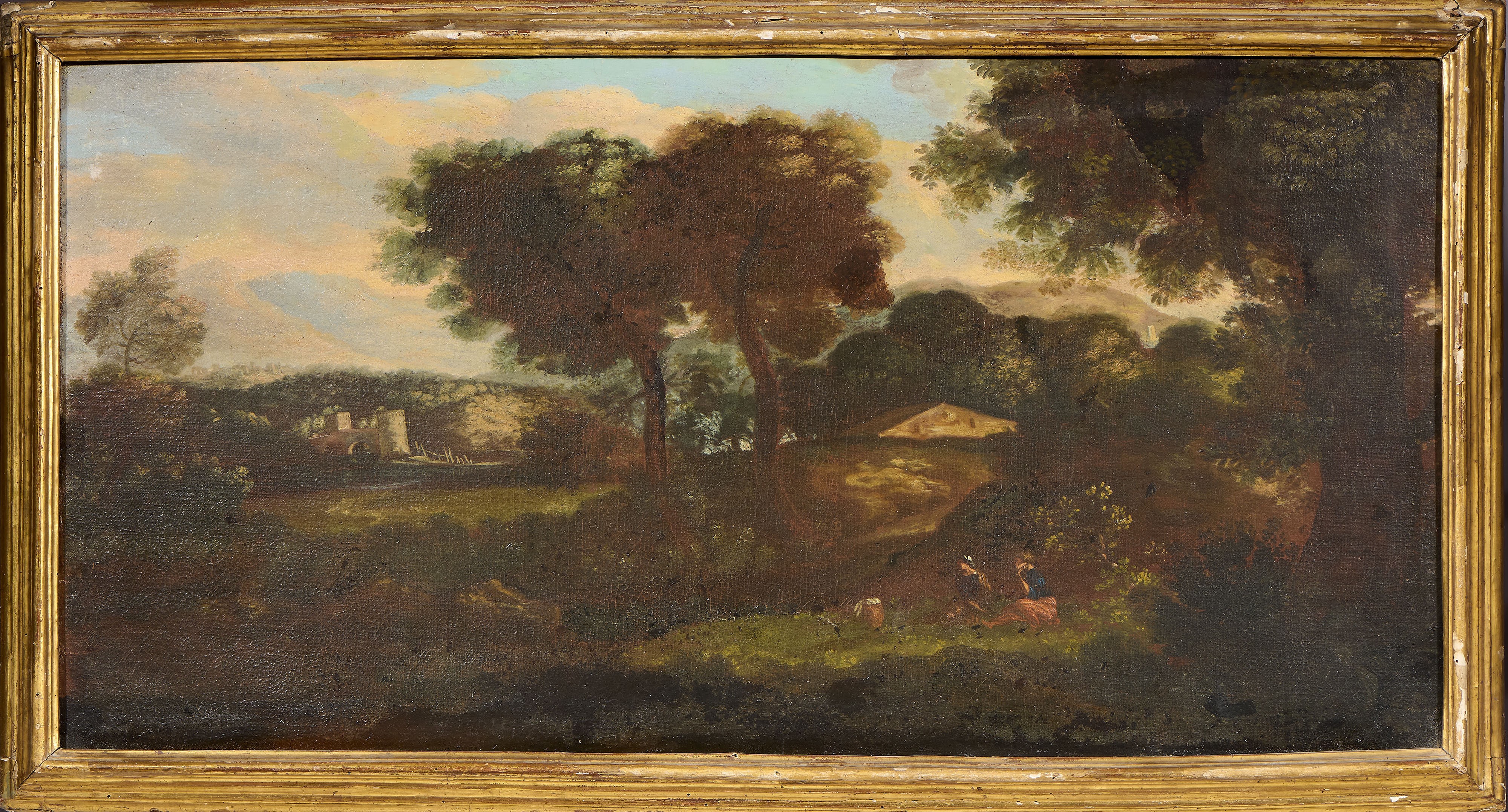 Scuola Romana Fine XVIII Secolo - «paesaggio Fluviale con Pastori e Piramide sullo Sfondo» e «pae...