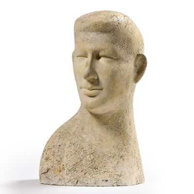 Ritratto di giovane atleta in gesso e polvere di marmo, 1960
