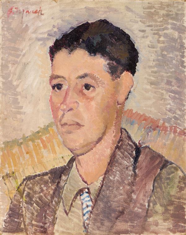 Giovanni March : Figura maschile  - Olio su cartone telato - Asta Ottocento, Postmacchiaioli e Novecento - Asta a tempo - Casa d'aste Farsettiarte