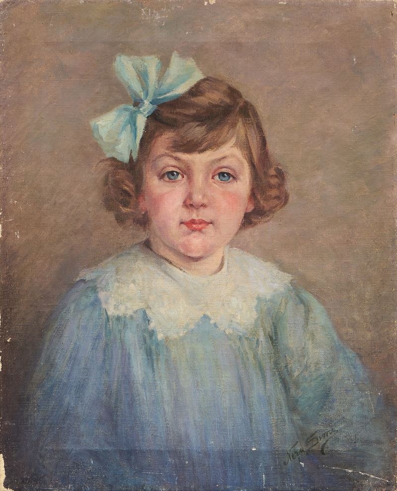 Nera Simi - Ritratto di bambina, olio su tela