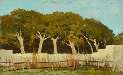 Bosco, olio su tavoletta