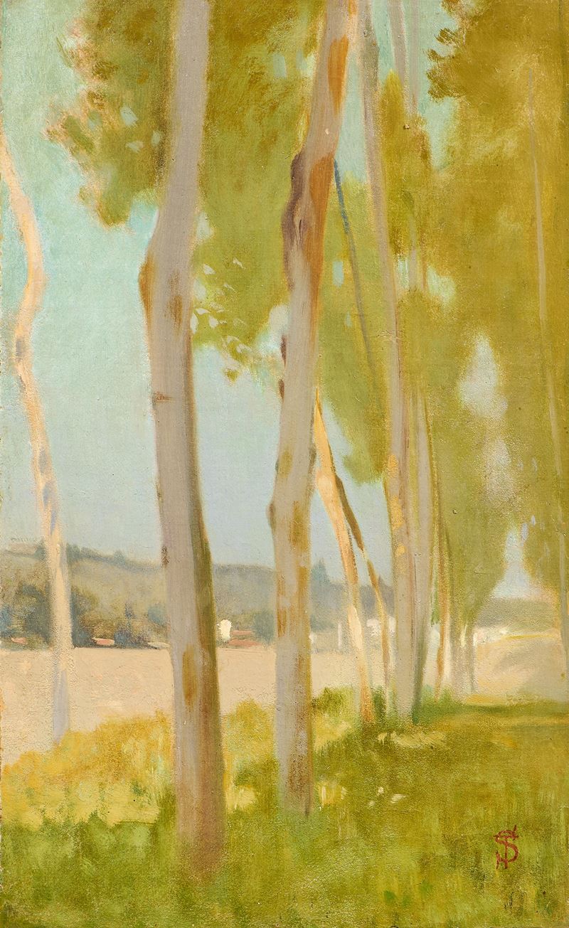 Telemaco Signorini - Strada alberata, olio su tela