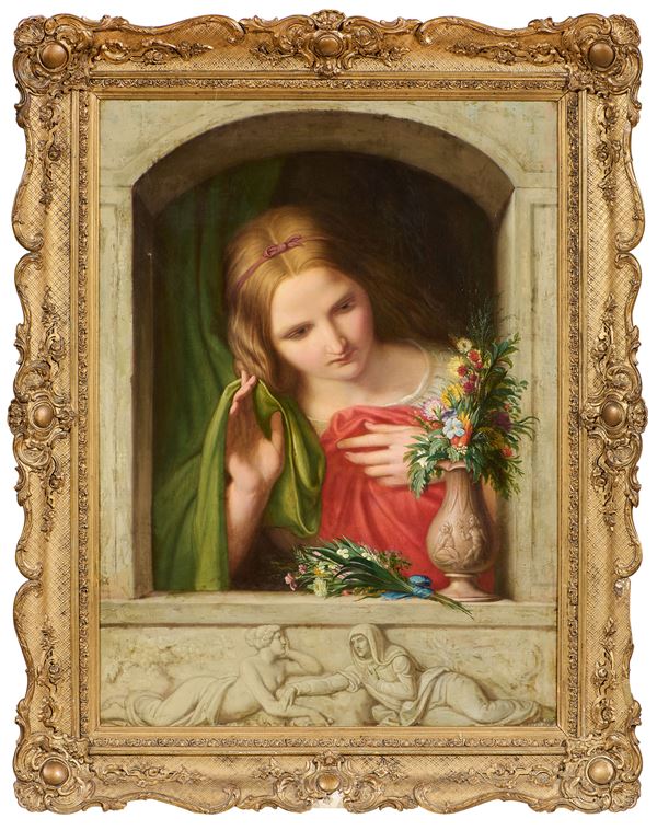 Scuola francese del XIX secolo - Ritratto di fanciulla (Allegoria della Primavera)