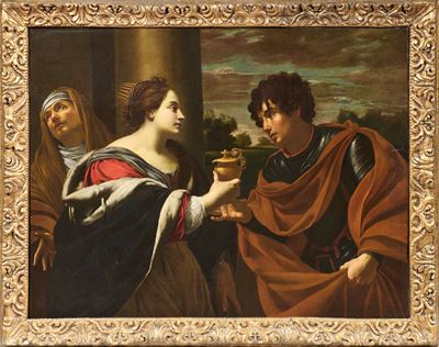 Ambiente di Simon Vouet, Sofonisba riceve la coppa di veleno inviata da Massinissa (o Agrippina r...