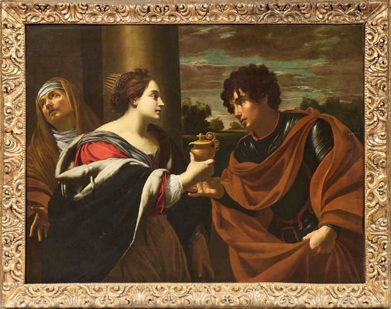 Scuola Caravaggesca del XVII Secolo - Ambiente di Simon Vouet, Sofonisba riceve la coppa di velen...