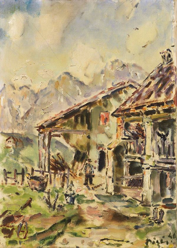 Filippo de Pisis : Paesaggio ad Auronzo  (1946)  - Olio su tela - Asta ARTE MODERNA - II - Casa d'aste Farsettiarte
