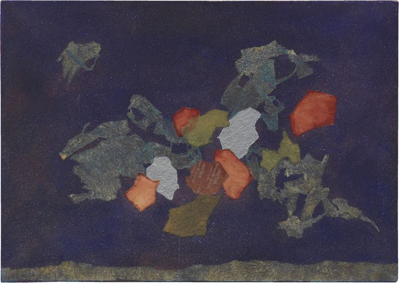 Giulio Turcato - L'Acropoli, olio, tecnica mista e collage su tela