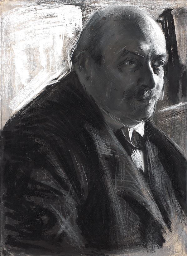 Giacomo Balla : Il Presidente del Consiglio Alessandro Fortis  (1905 ca.)  - Pastello su carta - Auction MODERN ART - II - Casa d'aste Farsettiarte