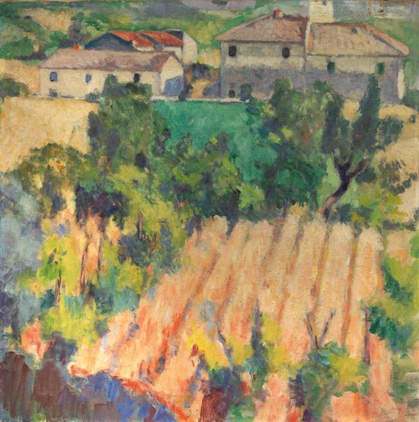 Ardengo Soffici : Paesaggio  ((1910))  - Olio su tela - Asta Arte Moderna - Casa d'aste Farsettiarte