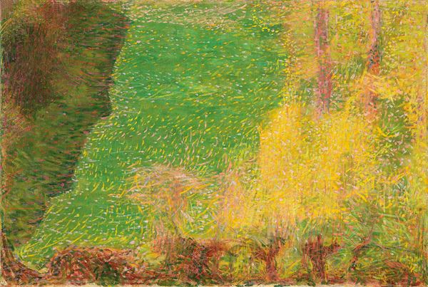 Giacomo Balla : Germogli primaverili (Paesaggio di Villa Borghese)  (1906)  - Olio su tela applicata su tavola - Asta ARTE MODERNA - II - Casa d'aste Farsettiarte