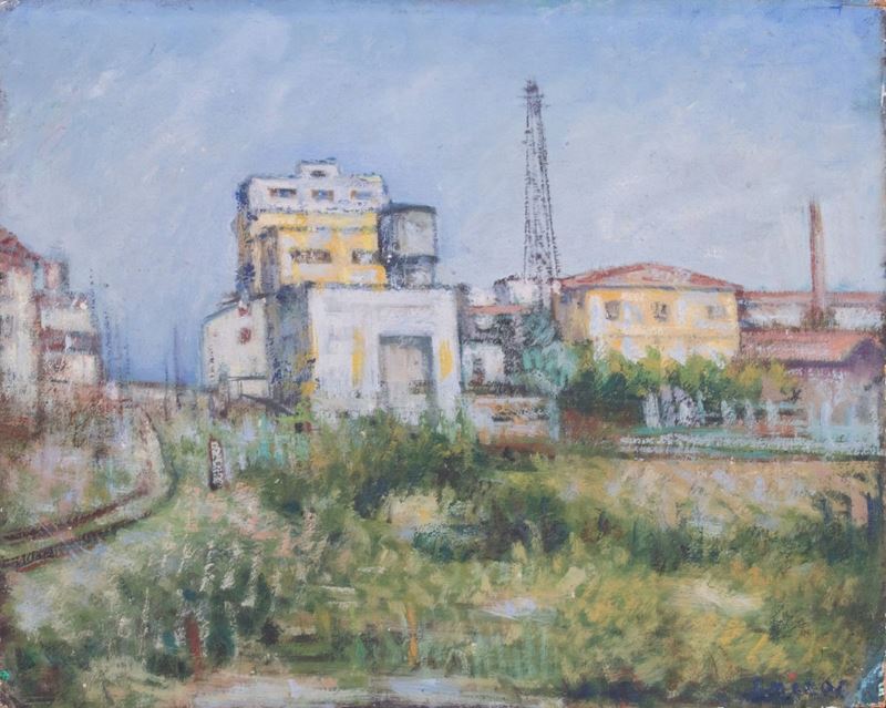 Gino Brogi - Il Serraglio, olio su cartone telato