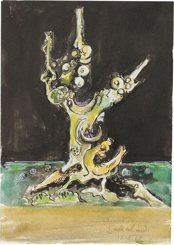 Graham Sutherland : Composizione  (1965)  - China e acquerello su carta - Auction Modern Art - II - Casa d'aste Farsettiarte