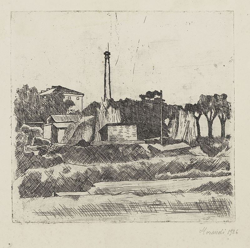 Giorgio Morandi - Paesaggio con la Ciminiera (sobborghi di Bologna)