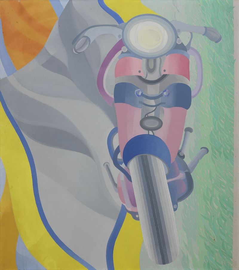 Umberto Buscioni - Motocicletta e Bandiere