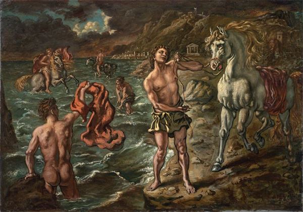 Giorgio de Chirico - Ippolito con i compagni sulle rive dell'Egeo      (Ippolito e i suoi compagni)