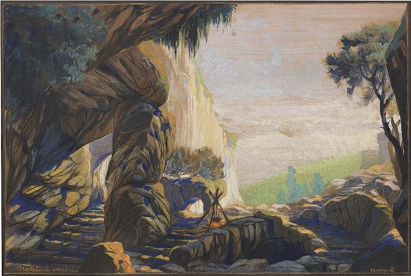 Enrico Prampolini - Paesaggio, bozzetto di scenografia