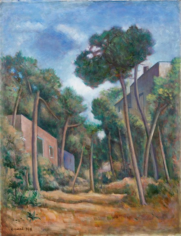 Carlo Carr&#224; : Pineta  (1938)  - Olio su tela - Asta Arte Moderna - Casa d'aste Farsettiarte