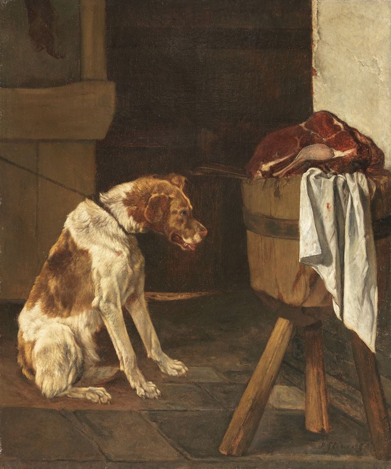 Joseph Edouard Stevens - Cane in Interno