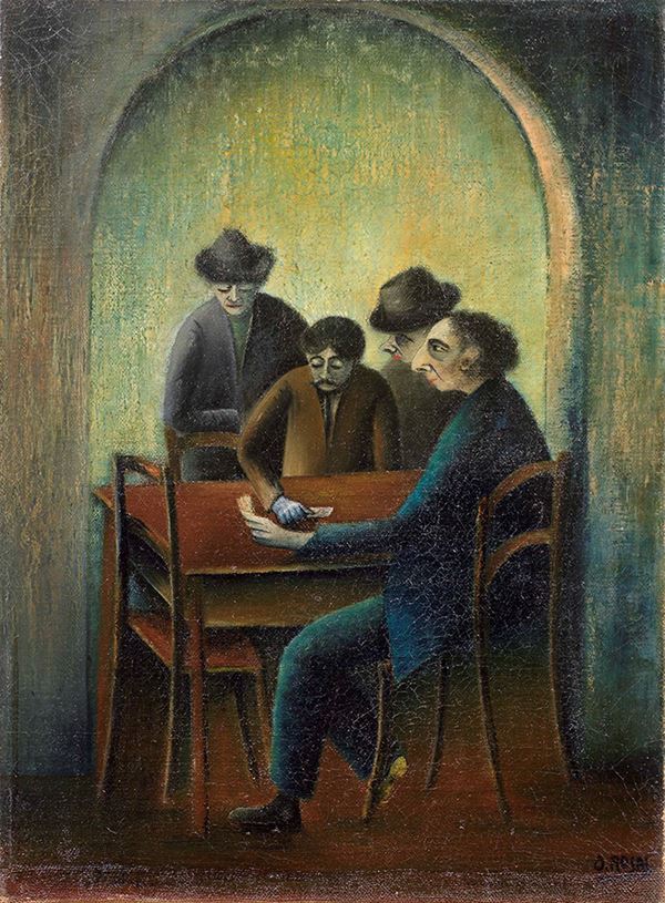 Ottone Rosai : Partita a briscola  ((1920))  - Olio su tela - Auction ARTE MODERNA - II - Casa d'aste Farsettiarte