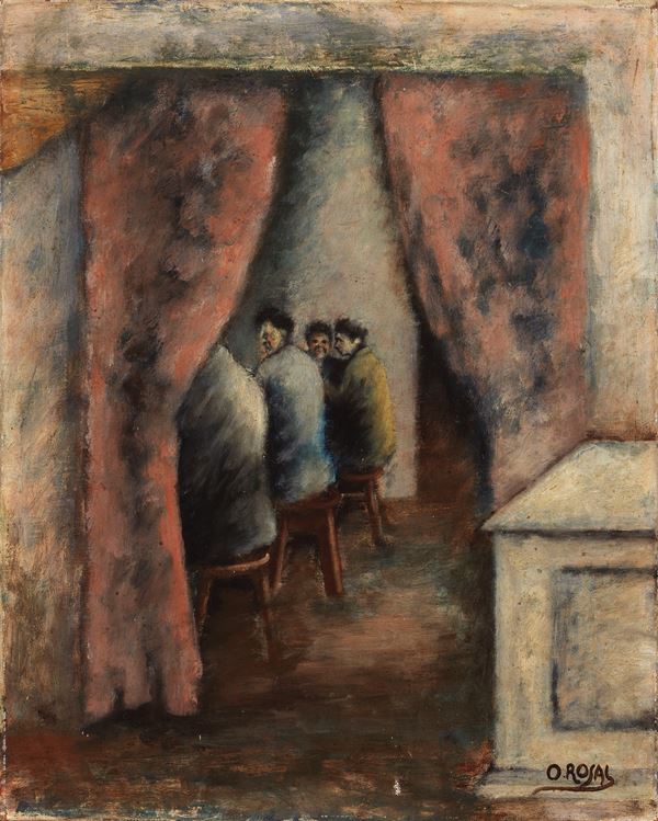 Ottone Rosai : Interno d'osteria  (1927 ca.)  - Olio su tela - Asta Arte Moderna - II - Casa d'aste Farsettiarte