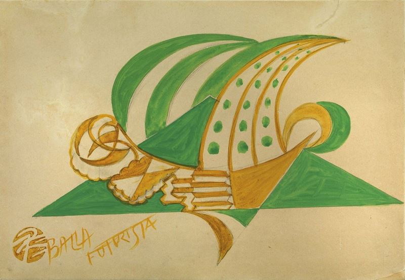 Giacomo Balla - Linee Forza di Paesaggio - Motivo per Ricamo (composizione)