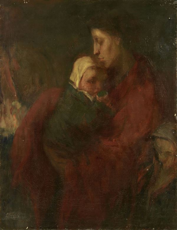 Felice Carena : Donna con bambino  (1905)  - Olio su tela - Auction MODERN ART - II - Casa d'aste Farsettiarte