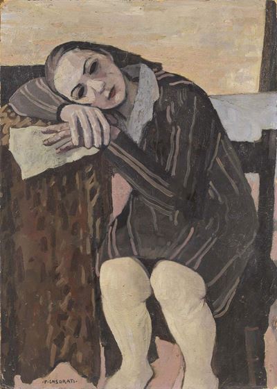 Ragazza Col Vestito a Righe (figura Seduta)