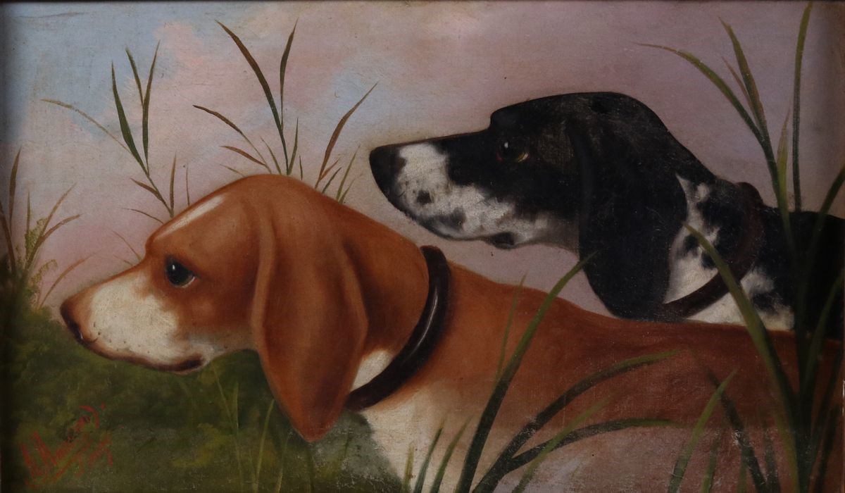 Michelangelo Meucci - Due Dipinti Raffiguranti «cani a Caccia»
