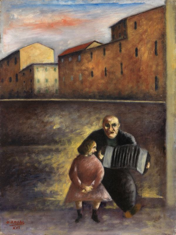 Ottone Rosai : Suonatore ambulante  (1938)  - Olio su tela - Auction Modern Art - II - Casa d'aste Farsettiarte